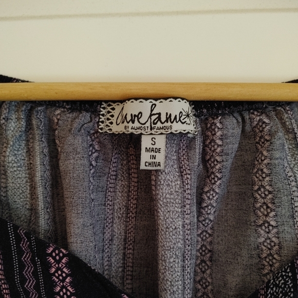 Crave Fame Boho Crop Navy Blue Striped Top! Size S - Picture 3 of 8